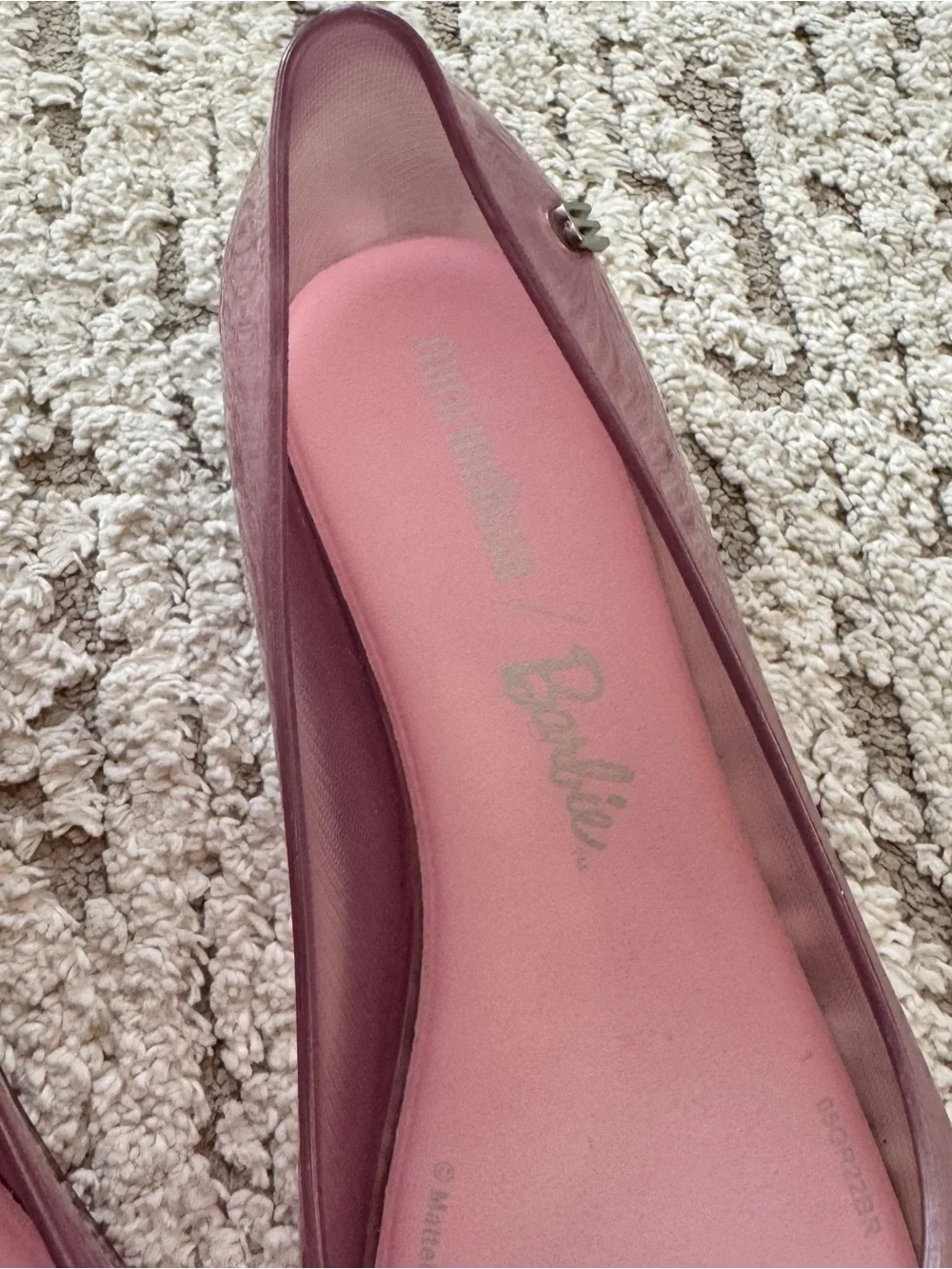 Mini Melissa Pink Jelly Flats with Metallic Heart Bow